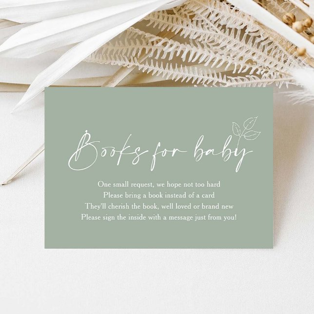 Tarjeta De Recepción Sage Green Modern Baby Shower Books For Baby (Subido por el creador)