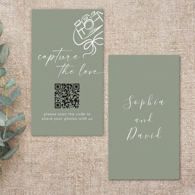 Tarjeta De Recepción Sage Green Modern Boda Captura El Código QR De Amo (Subido por el creador)