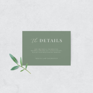 Tarjeta De Recepción Sage Green Modern Elegant Wedding The Details