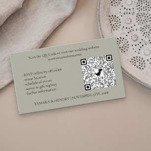 Tarjeta De Recepción Sage Green Online RSVP QR Code Boda