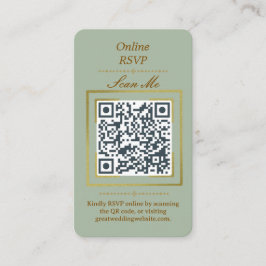 Tarjeta De Recepción Sage Green | Photo Online RSVP QR Code Wedding