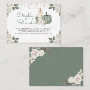 Tarjeta De Recepción Sage Green Pumpkin Floral Fall Display Shower