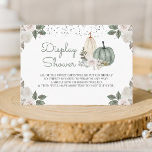 Tarjeta De Recepción Sage Green Pumpkin Floral Fall Display Shower