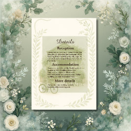 Tarjeta De Recepción sage green romántico boda café al aire libre