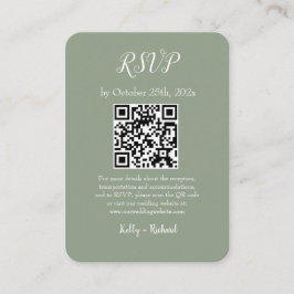 Tarjeta De Recepción Sage Green Small Boda Vertical RSVP Código QR