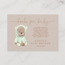 Tarjeta De Recepción Sage Green Teddy Bear Baby Shower Book Request