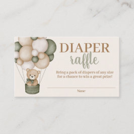 Tarjeta De Recepción Sage Green Teddy Bear Diaper Raffle