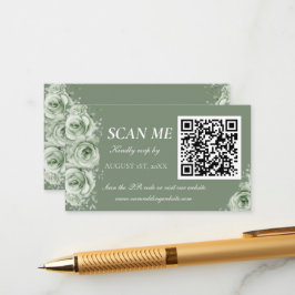 Tarjeta De Recepción Sage Green White Floral Wedding RSVP EnclosureCard