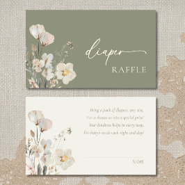 Tarjeta De Recepción Sage Green Wildflower Diaper Raffle
