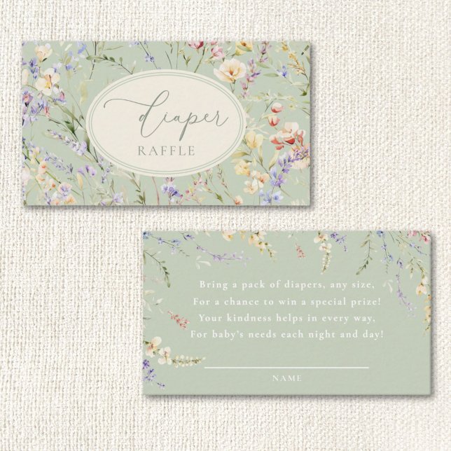 Tarjeta De Recepción Sage Green Wildflower Diaper Raffle (Subido por el creador)