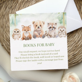 Tarjeta De Recepción Sage Green Woodland Books for Baby Shower Card