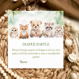 Tarjeta De Recepción Sage Green Woodland Diaper Raffle Baby Shower Card