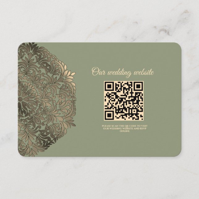 Tarjeta De Recepción Sage Green y Gold Boda Elegante Lujo (Anverso)