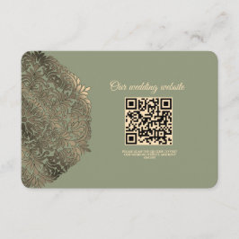 Tarjeta De Recepción Sage Green y Gold Boda Elegante Lujo