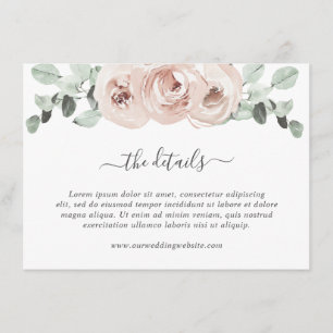 Tarjeta De Recepción Sage Greenery Boda Rosa de Floral rosa