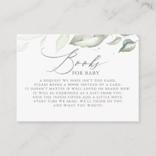 Tarjeta De Recepción Sage Greenery deja libros para bebé