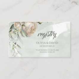 Tarjeta De Recepción Sage Greenery White Rose Wedding Registry