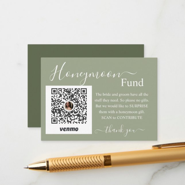 Tarjeta De Recepción Sage Honeymoon Fund Registry Enclosure Card (Anverso/Reverso In Situ)