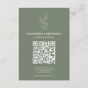 Tarjeta De Recepción Sage Marfil Hiedra Floral Qr Sitio Web Boda