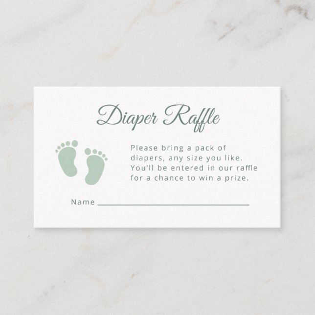 Tarjeta De Recepción Sage Minimal Little Footsteps Baby Shower Diaper (Anverso)