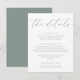 Tarjeta De Recepción Sage Olive Green Modern Boda Minimalista Enclosu