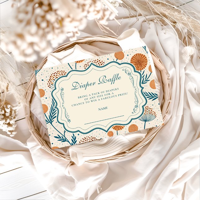 Tarjeta De Recepción Sage Orange Botanical Diapper Raffle (Subido por el creador)