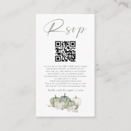 Tarjeta De Recepción Sage Pumpkins Florals QR Boda de código RSVP