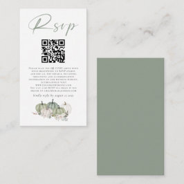 Tarjeta De Recepción Sage Pumpkins Florals QR Boda de código RSVP