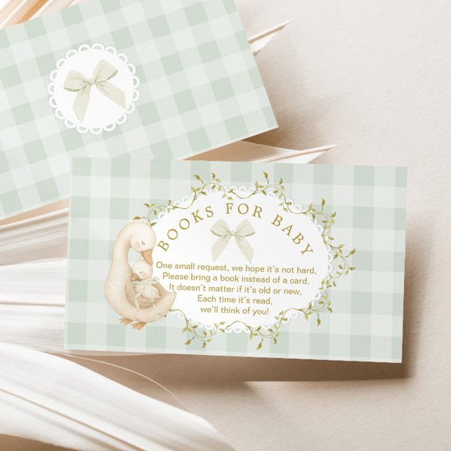 Tarjeta De Recepción Sage Silly Goose Bow Gingham Libros para bebé (Subido por el creador)