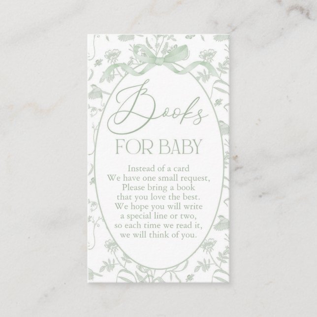 Tarjeta De Recepción Sage toile Baby Shower Book (Anverso)