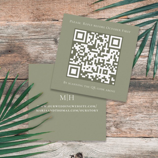 Tarjeta De Recepción Sage Verde Sage Simple Wisteria QR Código Cuadrado (Subido por el creador)