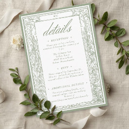 Tarjeta De Recepción Sage Vintage Botanical Trellis Arch Wedding Detail