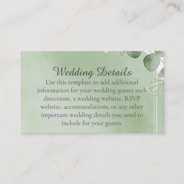 Tarjeta De Recepción Sage Whisper Botanical Enclosure Cards (Anverso)