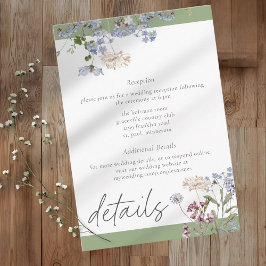 Tarjeta De Recepción Sage Wildflower Garden Elegant Wedding Details