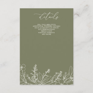 Tarjeta De Recepción Sage Wildflowers Woodland Garden Boda Floral