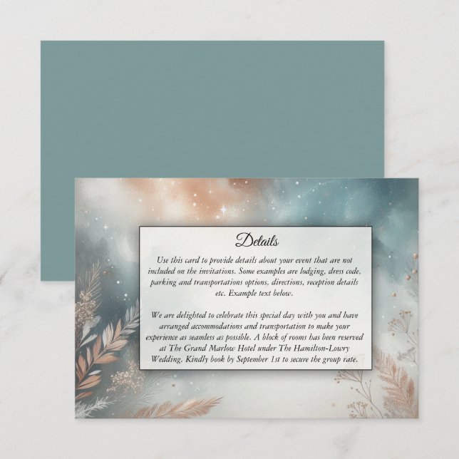 Tarjeta De Recepción Sage y Terracotta Stardust Skies Boda (Anverso / Reverso)