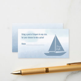 Tarjeta De Recepción Sailboat Blue Boy Baby Shower Diaper Raffle