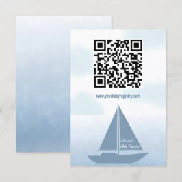 Tarjeta De Recepción Sailboat Blue Watercolor Boy Baby Shower Registry