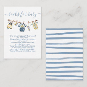Tarjeta De Recepción Sailor Baby Shower Clothesline Bring un libro