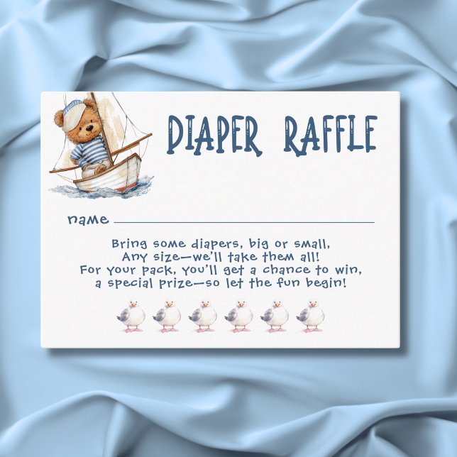 Tarjeta De Recepción Sailor Teddy Bears Diaper Baby Shower (Nautical Boy Sailor Teddy Bears Diaper Baby Shower Enclosure Card)