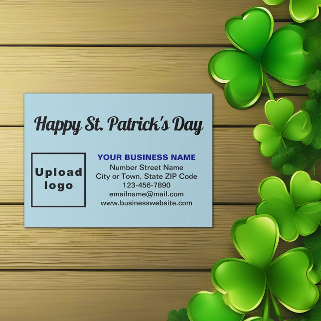 Tarjeta De Recepción Saint Patrick saludo en azul claro (Light blue Saint Patrick business enclosure card)