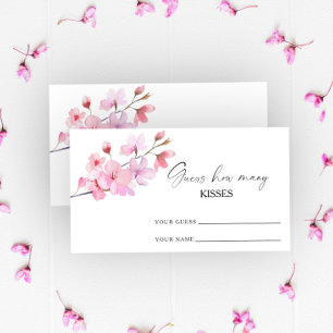 Tarjeta De Recepción Sakura - adivina cuántos besos juego de novias