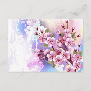 Tarjeta De Recepción Sakura rosa sobre fondo de pintura