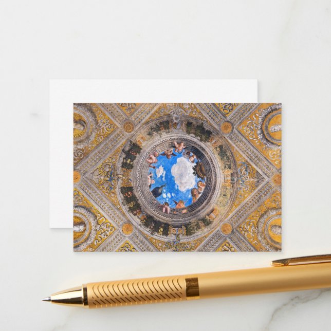 Tarjeta De Recepción Sala de Bridas, techo de Andrea Mantegna (Anverso/Reverso In Situ)
