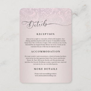 Tarjeta de recepción Salmon Pink Damask