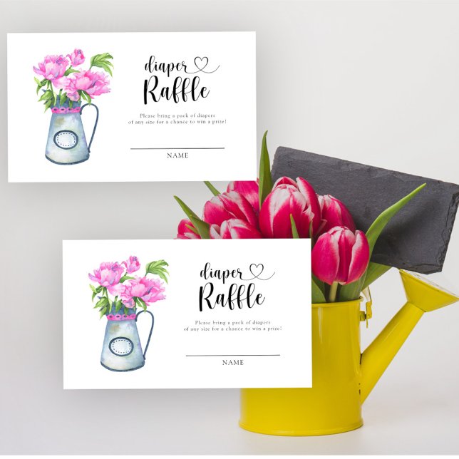Tarjeta De Recepción Salto de flores ducha bebé rifa de pañales (Subido por el creador)