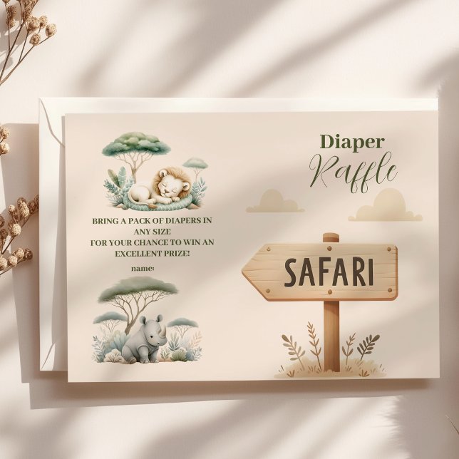Tarjeta De Recepción Salvaje Un Safari Niño Bebé Raffle Diapper (Subido por el creador)