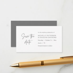 Tarjeta De Recepción Salven la fecha, minimalista moderno Gris oscuro
