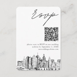 Tarjeta De Recepción San Antonio Boda RSVP moderno Código QR