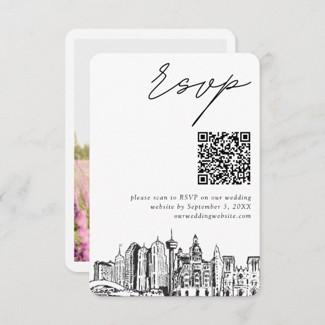 Tarjeta De Recepción San Antonio Boda RSVP moderno Código QR (Anverso / Reverso)
